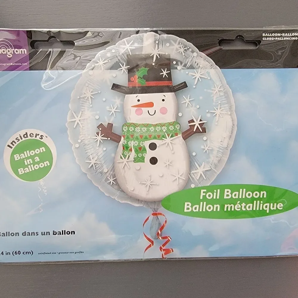 Balloon in a Balloon. Santa and Reindeer and Snowman Foil Balloons.